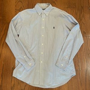 EUC Ralph Lauren Custom Fit Button down, Blue Stripes